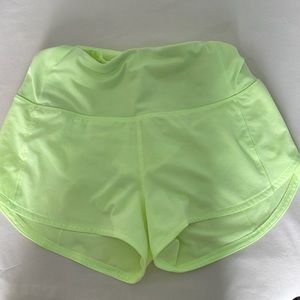 Neon green size 2 lululemons speed up shorts